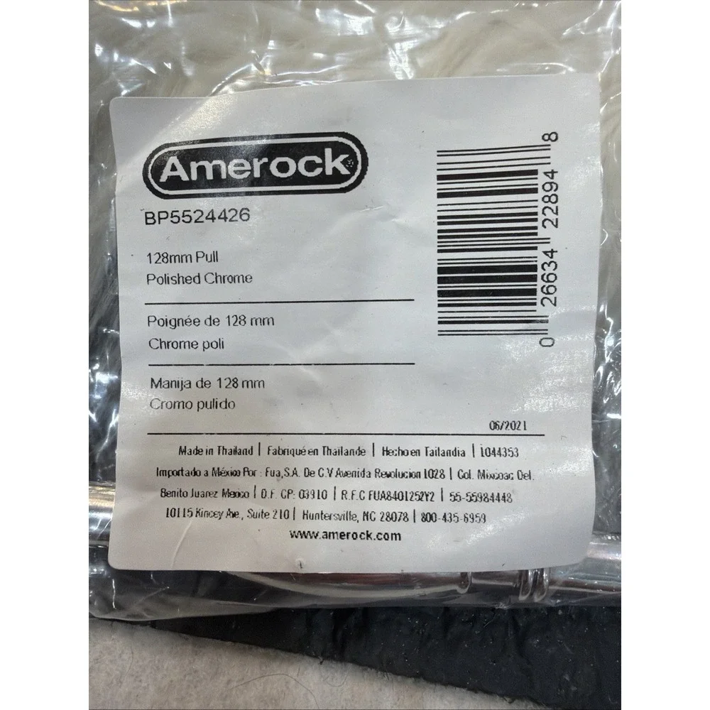 LOT OF 10 AMEROCK BP5524426 PULL Polish Chrome New Cabinet Pulls, Dresser Bag